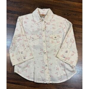 Vintage Route 66 girls western pearl snap shirt w/ flowers. Sz 4/5. Rodeo.